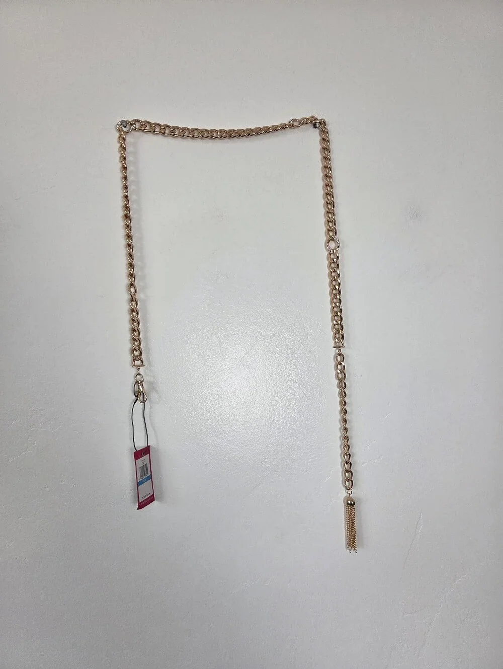 NEW Vince Camuto Gold Metal Chain Hook Belt Purse Strap Tassle Boho Indie M/L